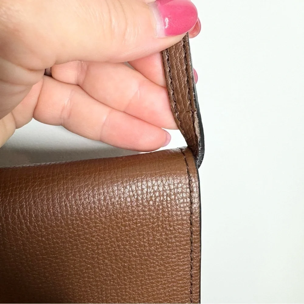 BURBERRY Derby Calfskin House Check Small Macken Crossbody Bag Tan